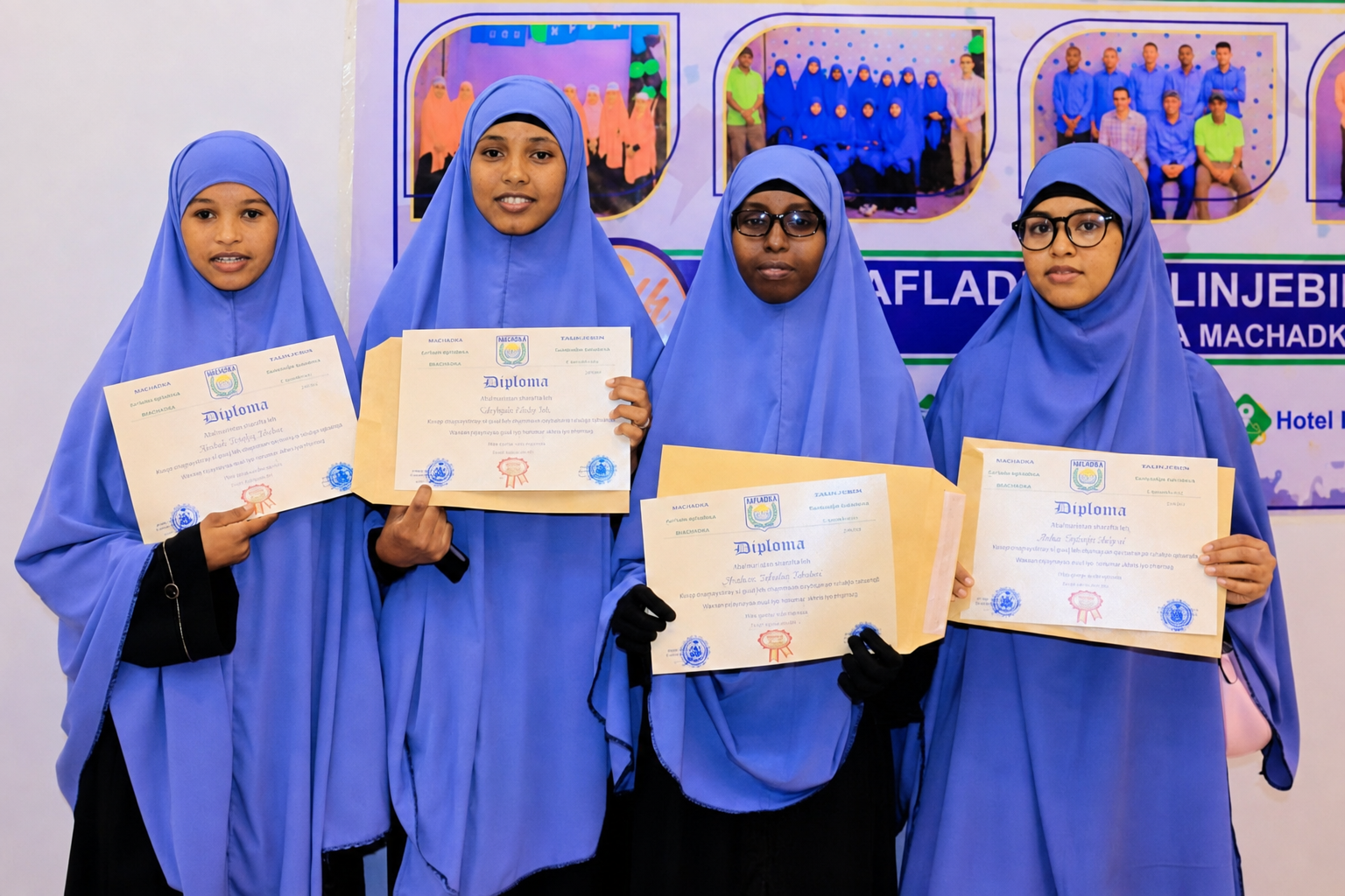 SIHBA women graduates displaying their certificates